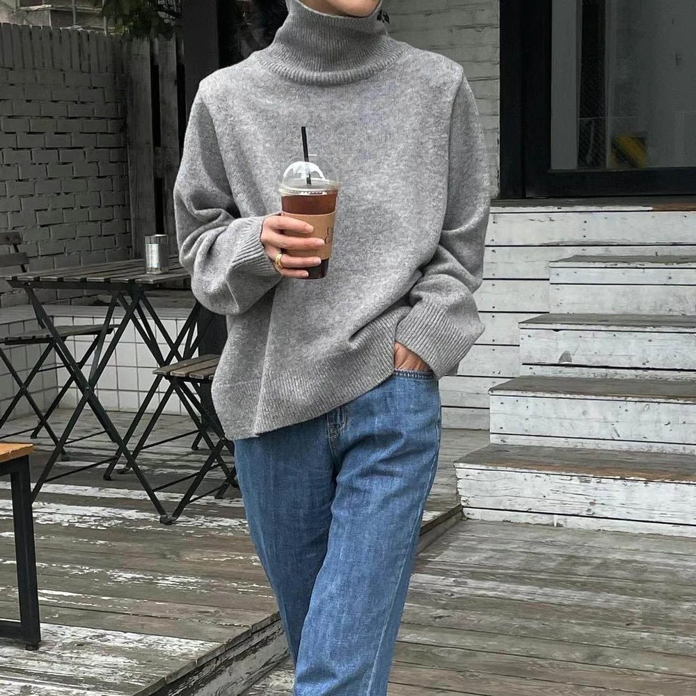 SANNA NY Arles Turtleneck Sweater in Ivory - ONE SIZE